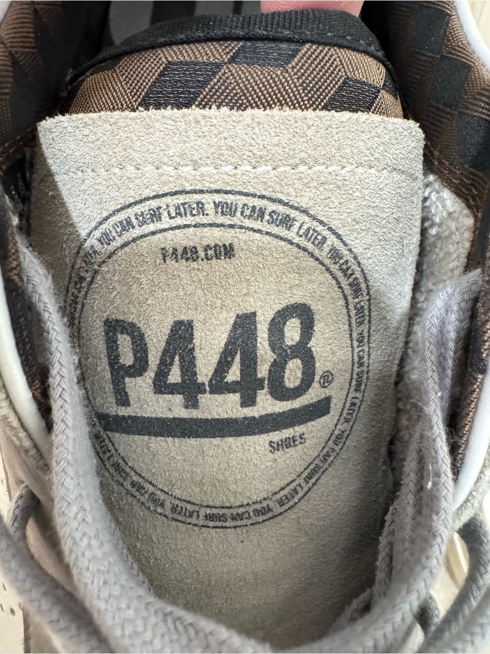 P448 Low Top Sneaker White Grey Leather Suede Men's 44 = US 10.5-11 - Picture 10 of 14